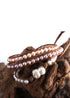 Boho Bracelet, RH 5 Layers Leather Wrap Bracelet, White Pink Natural Peal